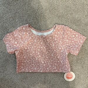 Pink and White Swim Top